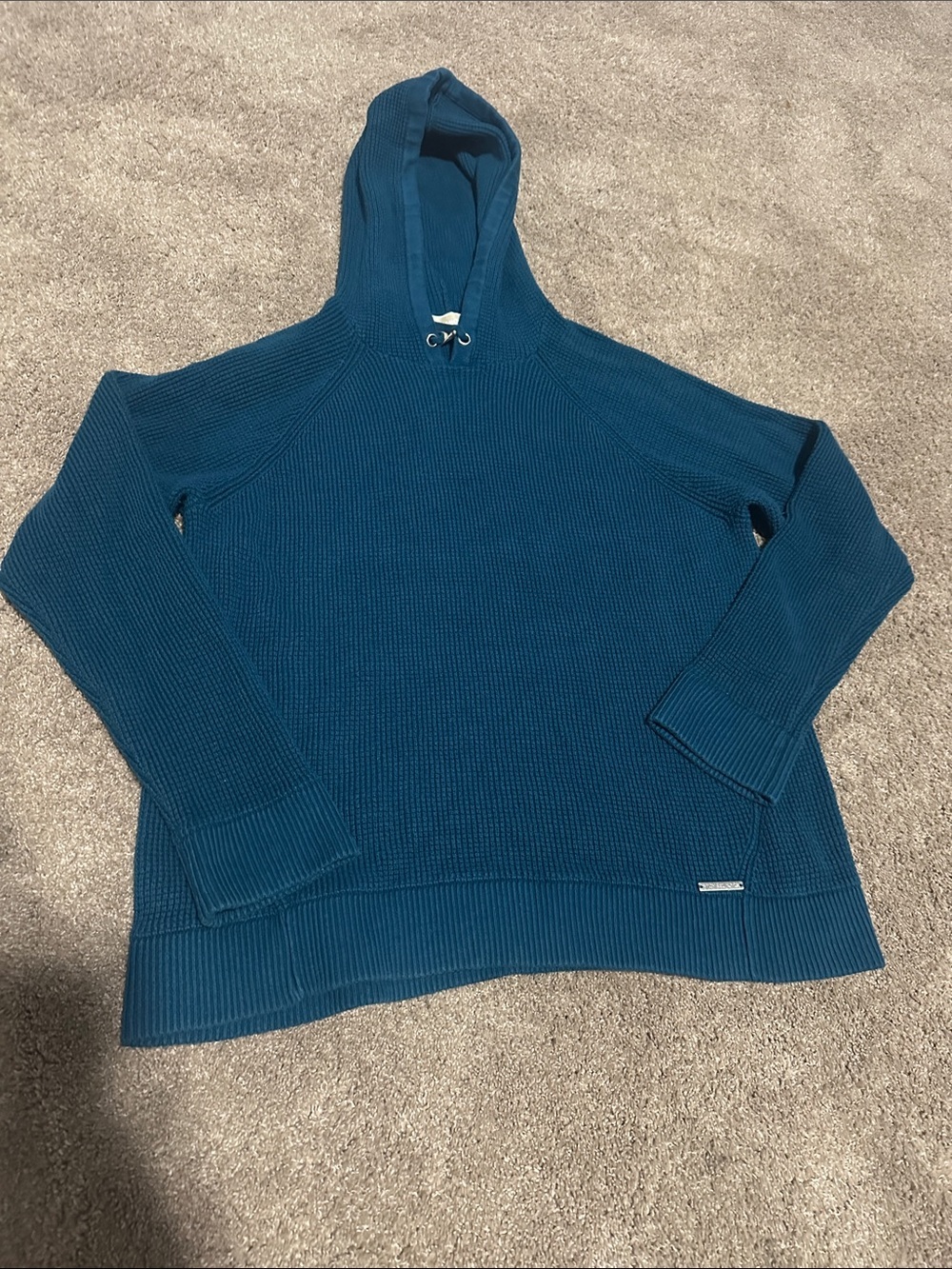 MK Teal Knit Hooded Sweater